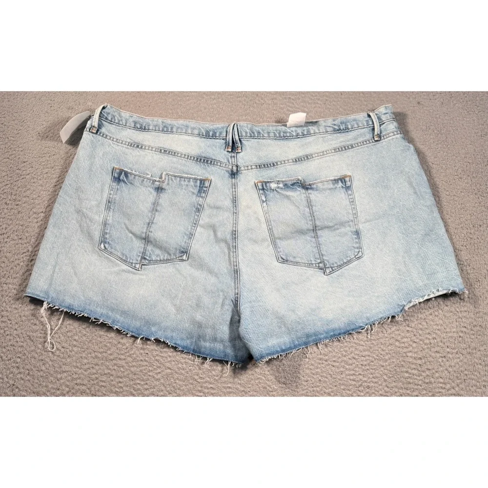 Good American Shorts Women's 24 Blue Cotton Denim Cut-Off 90s Raw Hem‎ Stretch